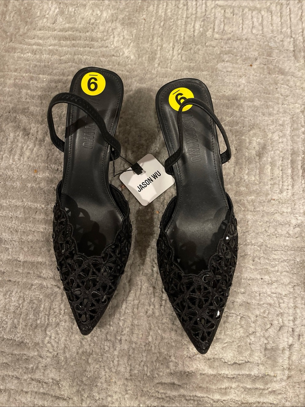 Jason Wu Black sparkly Pointed Slingback Heels